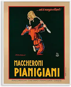 Stupell Industries 'Maccheroni Pianigiani Vintage Poster', Framed Giclee Art, White, 11 x 14 Inches, Easy to Hang and Sturdy, Made in USA, by Marcello Dudovich