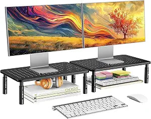 HUANUO Computer Monitor Stand for Desk, Adjustable Laptop Riser, 2 Pack