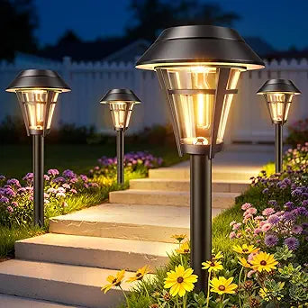 LETMY Solar Pathway Lights Outdoor, 10 Pack Solar Lights Outdoor Waterproof, Auto On/Off Solar Powered Garden Landscape Path Lights, Outdoor Solar Lights for Yard Lawn Patio Walkway Driveway