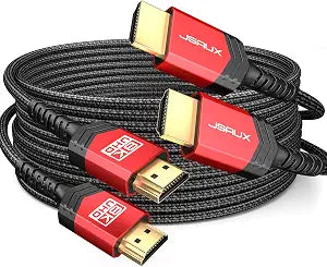 JSAUX 10K 8K HDMI Cable 2.1 10FT 2-Pack, 8K@60Hz Ultra High Speed 4K@120Hz