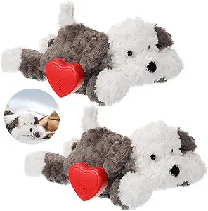 Liliful 2 Pack Puppy Heartbeat Toy Stuffed Puppy for Sleep Aid Plush Animals Dog Toy with Beating Heart Relief Separation Anxiety Training Behavioral