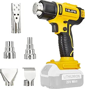 Cordless Heat Gun for DeWALT 20v Battery,Lithium Hot Air Gun, 5 Nozzle Attachments,2-Temp Setting Max 1022F(550C),Heat Gun for Shrink Wrapping, Tube Bending (Tool Only, NO Battery)