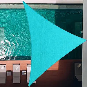 32' x 32' x 32' Turquoise Triangle Sun Shade Sail (ssET32) Sun Block Canopy Awning Commercial Grade 190 GSM Permeable UV Block for Outdoor Garden Backyard