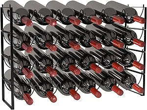 TONLEA 4 Tier Wine Rack - 3-in-1, Stackable, 24-Bottle Wine Storage Rack for Cabinet or Pantry (Dark Black, Version 3.0)
