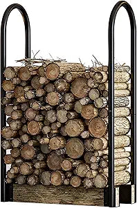 Fire Beauty Firewood Log Rack Adjustable Bracket Kit, Fireplace Wood Storage Holder,Black Powder,Coated Steel, Outdoor and Indoor(Adjustable)