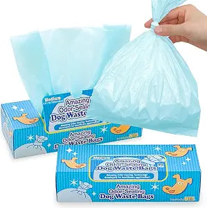 BOS Amazing Odor Sealing Dog Poop Bags - Durable and Unscented [Size: M, Color: Light Blue] (90 Count, Pack of 2) (180 Bags)