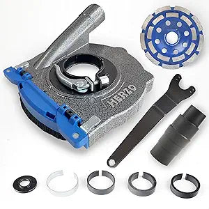 HERZO Aluminum Dust Shroud for Angle Grinder 4.5 inch and 5 Inch, Includes 5Inch Diamond Grinding Cup Wheel