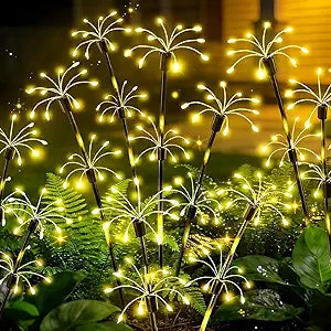 Solar Garden Lights Outdoor, 4 Pack 2-Layer Swaying Firework Lights, Waterproof Starburst Fairy Light Garden Decor for Yard Patio Pathway Lawn, Gardening Gifts for Women Mom Grandma Mother's Day