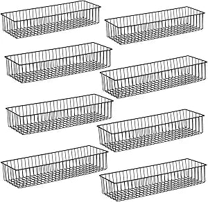 Farmhouse Dcor Metal Wire Organizer Storage Basket Bin(8 Pack)-Toilet Paper Storage-Organization and Storage for Bedroom, Bathroom, Kitchen Cabinets, Pantry, Laundry Room, Garage (Black)