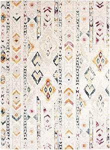 ECO Furniture Area Rug for Bedroom, Living Room, Kitchen, Non-Slip, Stain Resistant, Easy Cleaning, Runner Rug, Boho Chic Design (8' X 10', Cream_LGREY)