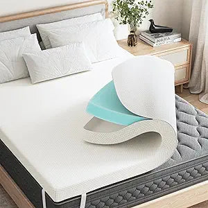 Sweetcrispy Memory Foam Mattress Queen with Removable Soft Cover, 2 Inch Thick Gel Infused Cooling Pad for Queen Size Bed, Sleeper Sofa, RV, Camper, CertiPUR US Certified, Ventilated