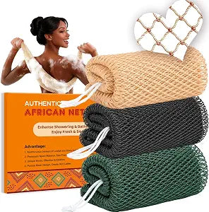 African Net Sponge Authentic Exfoliating Body Back Scrubber for Women Men