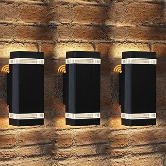 iYogaled Dawn to Dusk Outdoor Light Fixture, Exterior Double Up Down Outdoor Wall Lights, Modern Outside Lights for House,2700K 5W Exterior Wall Sconce 3 Pack (Soft Warm White)
