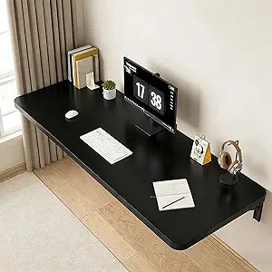 Wall Mounted Folding Table, Folding Desk, The Preferred Choice for Garages and Sheds/Home Offices/Laundries/Home Bars/Kitchens (Black, 47.22" D x 19.68" W)
