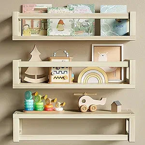 TidyCorner Upgraded Thick Floating Shelves, Solid Wood Bookshelf for Wall, Floating Book Shelves Use as Wall Shelves for Bedroom, Living Room, Kitchen, Books, Spice Rack & Decor  Natural Poplar