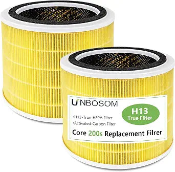 2 Pack Core 200S Replacement Filter Compatible with LEVOIT Core 200S and Core 200S-P Smart WiFi Air-Purifier, 3-Stage Filtration System of Pre-filter, H13-True-Filter and Activated-Carbon Filter