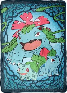 Pokemon Bulbasaur Evolutions Ivysaur Venusaur Throw Blanket - 46" x 60" Cozy Soft Fleece Throw Blanket for Bed Couch