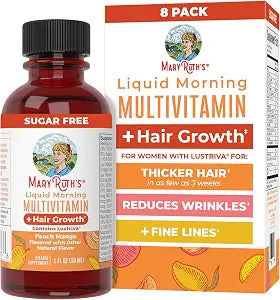 MARYRUTH'S Liquid Multivitamin + Hair Growth Travel Pack, 1 Fl Oz, 8 Pack