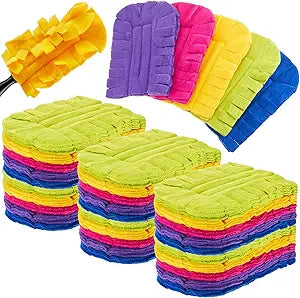 Zubebe 30 Pcs Duster Refill Reusable Fleece Duster Refills Feather Flat Dusters Multi Surface Washable Cleaning Pads Tools for Home, Blinds, Car, Pet, Furniture, Fans (Dark Color)