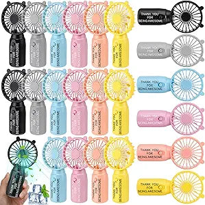 Glooglitter 24 Pcs Employee Appreciation Gifts Bulk Mini Portable Handheld Fan with Appreciation Word Small Personal Travel Fan Thank You Gift for Coworker School Staff Team Office (Muti-color)