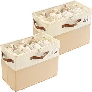 Varhomax Shoe Organizer Box for Closet, Small Fabric Storage Bin 2 Pack