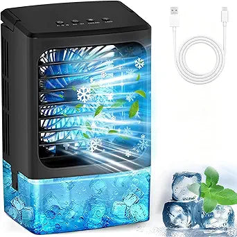 Portable Air Conditioners∩╝Upgraded Portable AC Small Air Conditioner Personal Air Cooler Mini Evaporative Cooler 3 Wind Speed Portable Small AC with 7 Night Light for Room Home Bedroom Office