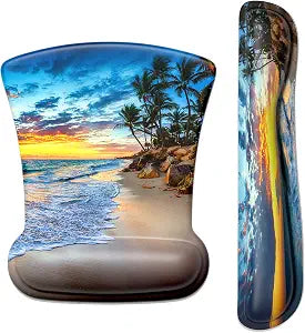 ITNRSIIET Mouse Pad Wrist Support Keyboard Wrist Rest Pad Ergonomic Mousepad Non-Slip Memory Foam Keyboard Pad Easy Typing Pain Relief Perfect for PC Laptop Gaming Office, Beach