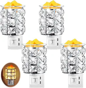 Tujoe 4 Pcs Wall Plug in Wax Warmer Crystal Fragrance Warmer Decorative Pluggable Wax Burner for Scented Wax Electric Wax Melt Plug in for Home Office, Spa, Bedroom, Kitchen, Bathroom
