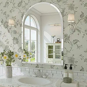 Frameless Arched Mirror, 22"x30" Frameless Bathroom Vanity Arched Mirrors with Beveled Edge, Decorative Arch Wall Mirrors for Bedroom, Entryway, Living Room