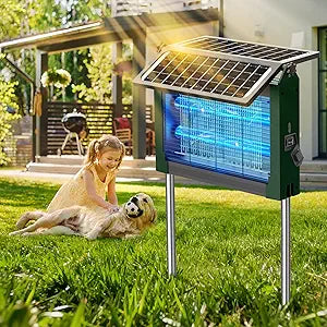 Solar Bug Zapper Outdoor with Dual Solar Panels, PhatroyYee 4500V Cordless Waterproof Mosquito Zapper, Auto On/Off, USB-C & Solar Powered Electric Fly Zapper Trap Killer for Patio Backyard RV Camping