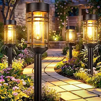 Ollny Solar Pathway Lights Outdoor 8 Packs, Solar Garden Lights IP65 Waterproof, LED Solar Powered Path Light Auto On/Off, Landscape Lighting for Yard Walkway Driveway Porch Outside Decor