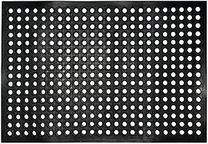 Nexboraque 2 Pack Anti Fatigue Rubber Floor Mats 24 x 36 Inch Non-Slip Restaurant Door Mat Drainage Mat for Indoor Outdoor Wet Area Pool Entry Garden - Black