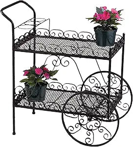 Deer Park Ironworks Teacart Plant Stand, Black