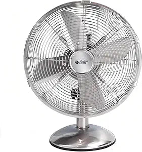 BEYOND BREEZE 12 Inch Retro Oscillating Table Fan, All Metal Desk Fan with 3-Speed and 80┬░ Wide Oscillation, Perfect for Home and Office
