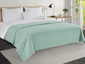 LANE LINEN Full Size Blankets for Bed - Classic 3 Layer 100% Cotton Blanket, Lightweight, Cooling Blankets for Hot Sleepers, Soft and Breathable, Long-Lasting for Camping & Outdoor Use - Cool Blue