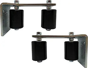 Slide Gate Guide Post Rollers 3" Black L Rear Adjustable Bracket Mount Double Hard Nylon Rollers Heavy Duty Steel Gate Guider Support Assembly for Sliding Rolling Gates - 2PC Eagle EG112