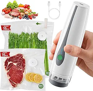 Handheld Compact Vacuum Sealer for Food (Vacuum Sealer Machine + 30 Reusable Vacuum Bags), 6-Second Seal & 6X Fresh Longer, Rechargeable Portable Vacuum Sealer for Travel/Home Kitchen/Chef