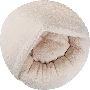 Mon Chateau Nestled Boucle Hooded Pet Bed, Plush Cat or Dog Bed with Hooded Cover, Waterproof and Machine Washable with Anti-Skid Bottom, Designed for Comfort and Safety, Cloud White
