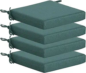 Outdoor Chair Cushions Set of 4,350GSM Fabric,Water-Resistant UV Resistant Weather Resistant with YKK Zippers, Square Corner Patio Chair Cushions with Ties, 20"x20"x3.1",Deep Teal
