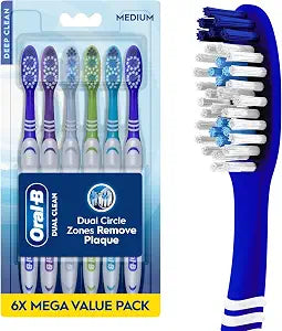 Oral-B Toothbrush Dual Clean, Soft, 6 Count