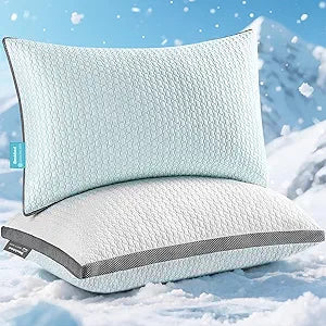Cooling Pillows Queen Size Set of 2, Shredded Memory Foam Pillows 2 Pack, Bed Pillow for Hot Sleepers Adjustable Firm Pillow for Side, Back and Stomach Sleepers, Machine Washable