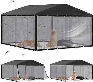 Outdoor Dog Kennel Side Shade Screen Only, Fits 10' x 10' x 6' Cage, 95% Sun Shade Cover Breathable Mesh, Mosquito Barrier Privacy Panel for Summer Outdoor, No Top Cover or Frame Included