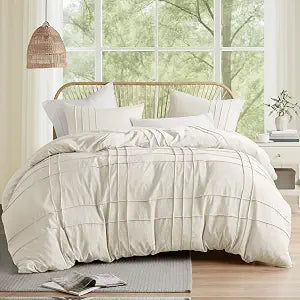 Comfort Spaces Porter Soft King Duvet Cover Set, Cream, 3 Piece