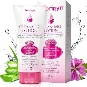Lubrigyn - Cleansing Lotion, Moisturizing and Replenishing Daily Feminine Wash, Hyaluronic Acid-Enriched Feminine Care for Dry and Delicate Skin, pH Balancing Wash with Fitoextract Complex, 7 fl oz