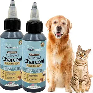 Pet Vet Flavored Activated Charcoal Gel for Dogs & Cats (60ml Bottle, 2 Pack), Dog First Aid Activated Charcoal, Absorbs Toxins, Supports Poisoning, & Gas Relief, Emergency Pet Dog Supplies (Beef)