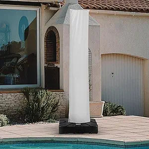 JZAC & QZYD Patio Umbrella Cover Outdoor Waterproof Replacement Covers with Zipper and Rod Fit 9 FT to 13 FT Cantilever Umbrella, FogGrey