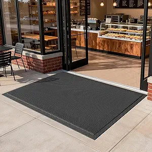 Front Door Mat 36''x59'', Drainage Heavy Duty Dirt Trapping Non-Slip Doormats, Outdoor Rubber Floor Mats, Restaurant Commercial Kitchen Industral Pool Entrance Bar Wet Area, Black