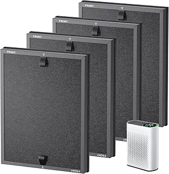 4 Packs HAP602 Replacement Filters for ECOSELF HAP602/ HAP602WF Air Purifi-er, 3-IN-1 HAP602 Hepa Filter Replacement, High-Efficient Filtration with Activated Carbon