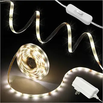 LED Strip Lights, 16.4 FT LED Light Strip with ETL 12V DC Adapter 4000K Neutral White Tape Light with PU Coating, LED Lights for Bedroom, Kitchen, Under Cabinet, Home Decor