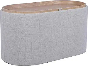 Storage Ottoman with Reversible Tray Top, Natural